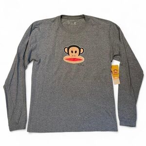 NWT Y2K Paul Frank Gray Long Sleeve Shirt with Monkey Design